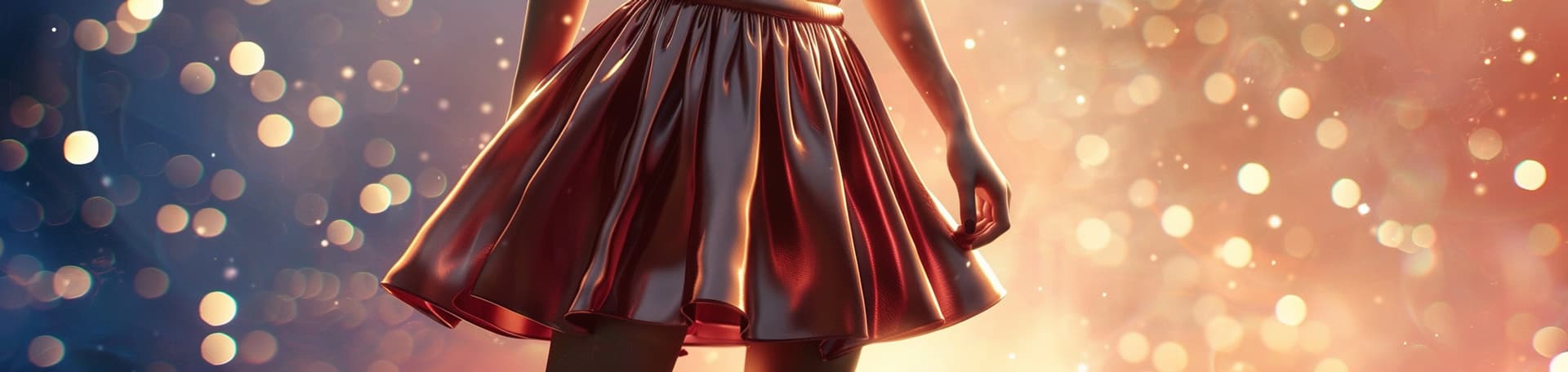 A girl wearing satin skirt