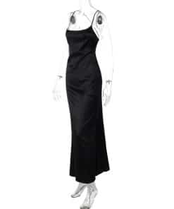 black satin dress maxi