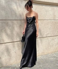 black satin dress maxi