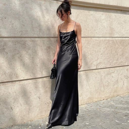 black satin dress maxi