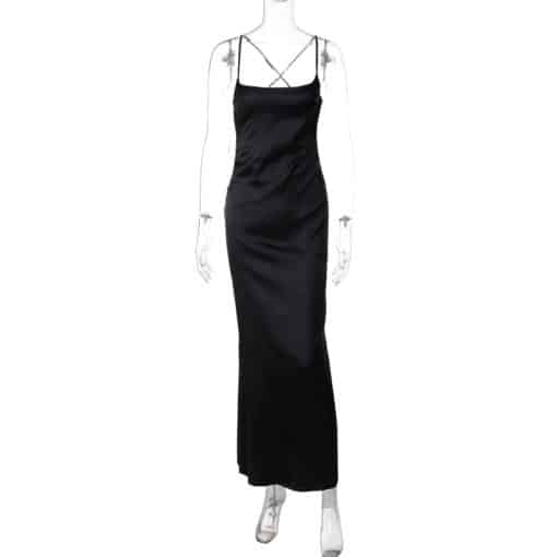 black satin dress maxi